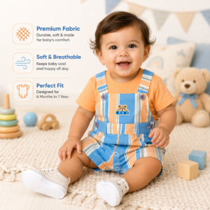 Baby Boys Striped Dungaree Set with T-Shirt