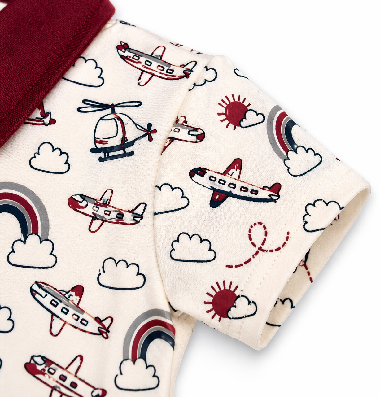 Baby Boys Pilot Theme Romper Suit – Airplane Printed Maroon Casual Outfit - Image 6