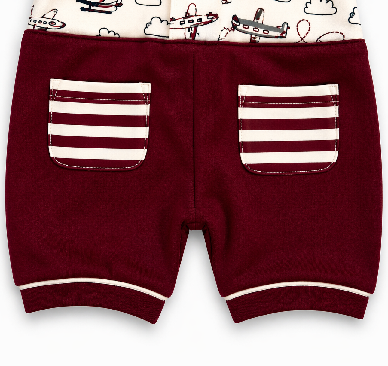 Baby Boys Pilot Theme Romper Suit – Airplane Printed Maroon Casual Outfit - Image 5