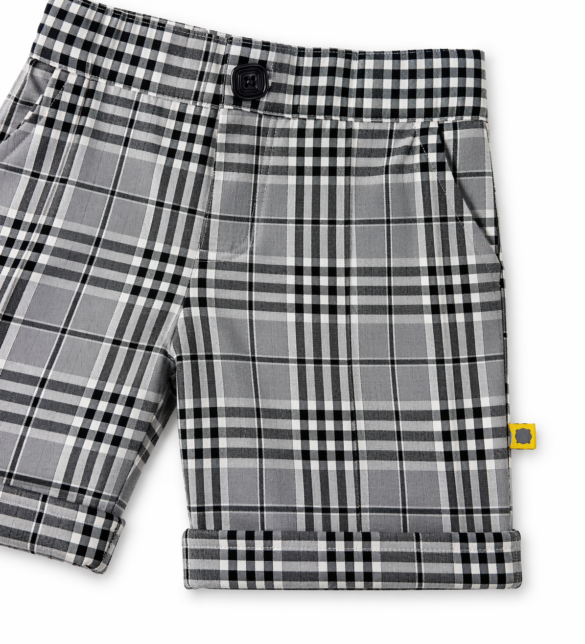 Baby Boys Yellow Plaid Suspender Shorts Set with Bow Tie – Stylish Formal Outfit for Infants & Toddlers - Image 6
