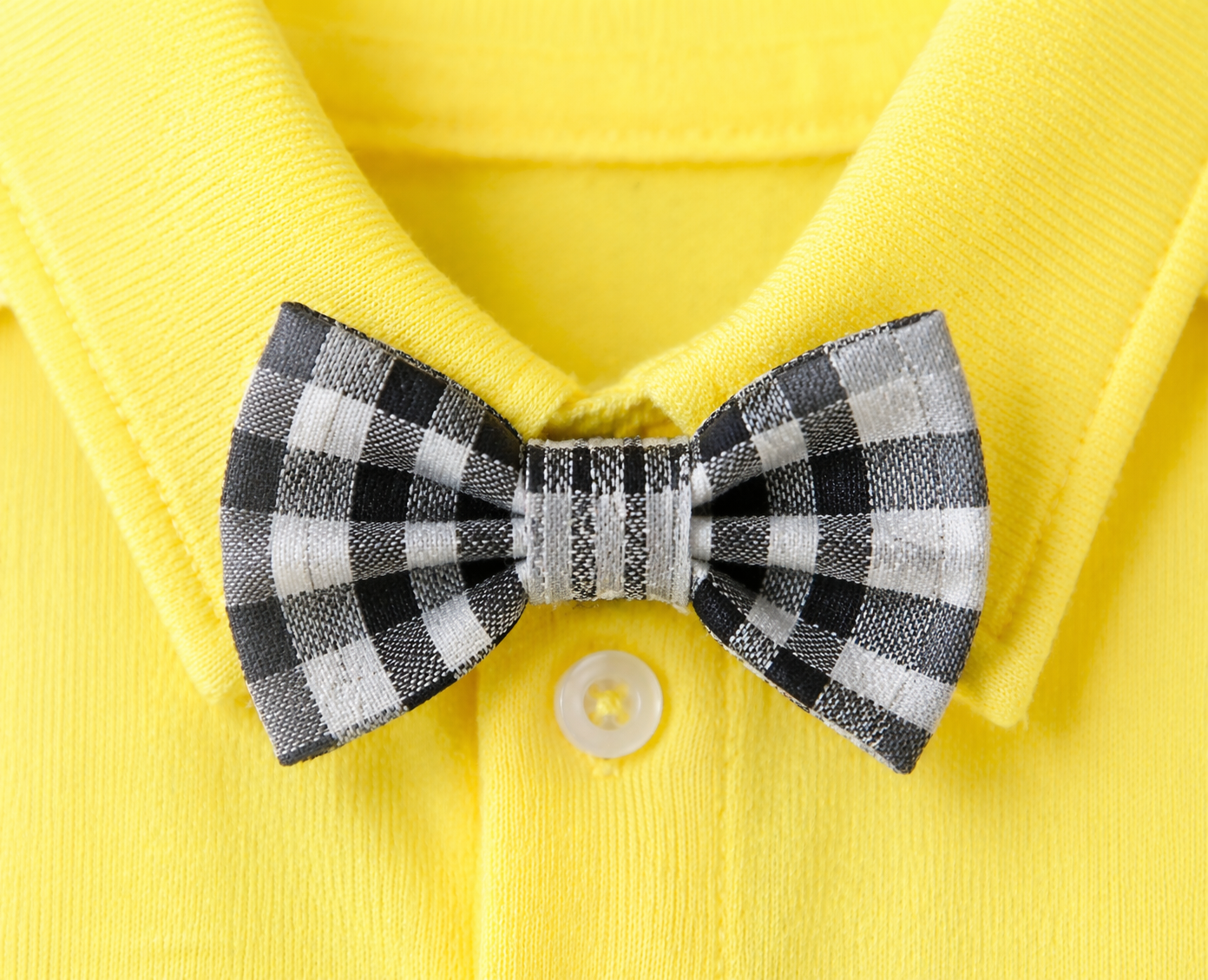 Baby Boys Yellow Plaid Suspender Shorts Set with Bow Tie – Stylish Formal Outfit for Infants & Toddlers - Image 4