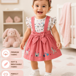 Baby Girls Unicorn Print Suspender Party Dress