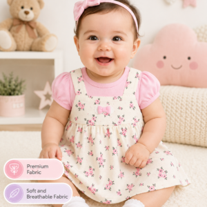 Baby Girls Floral Print Suspender Style Dress